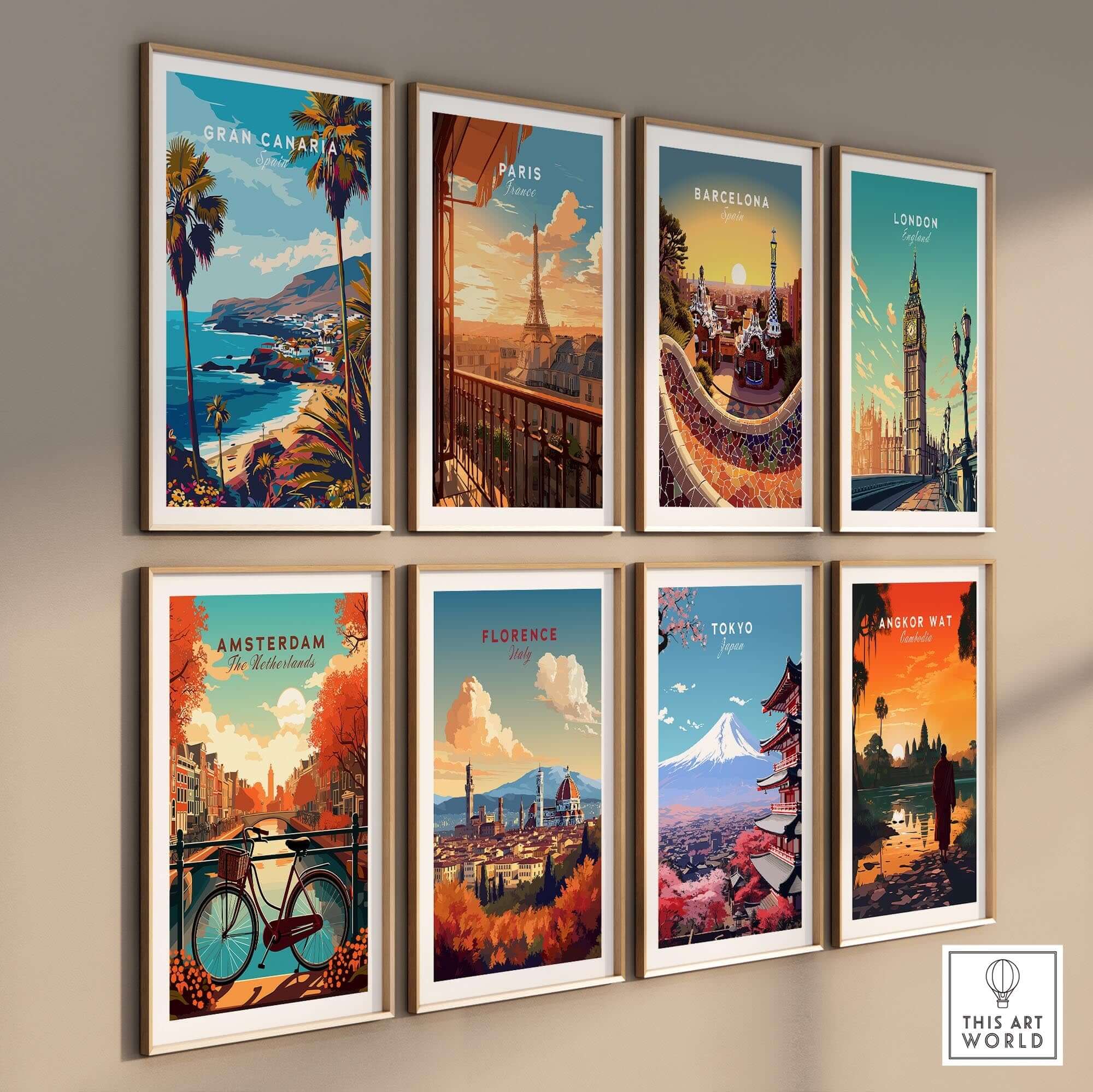 Gran Canaria - Wall Art Print among vibrant travel posters of global destinations.