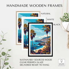 Gran Canaria - Wall Art Print displayed in handmade wooden frames in natural, white, and black colors.