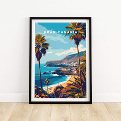 Gran Canaria - Wall Art Print featuring vibrant coastal scenery and palm trees in a stylish frame.