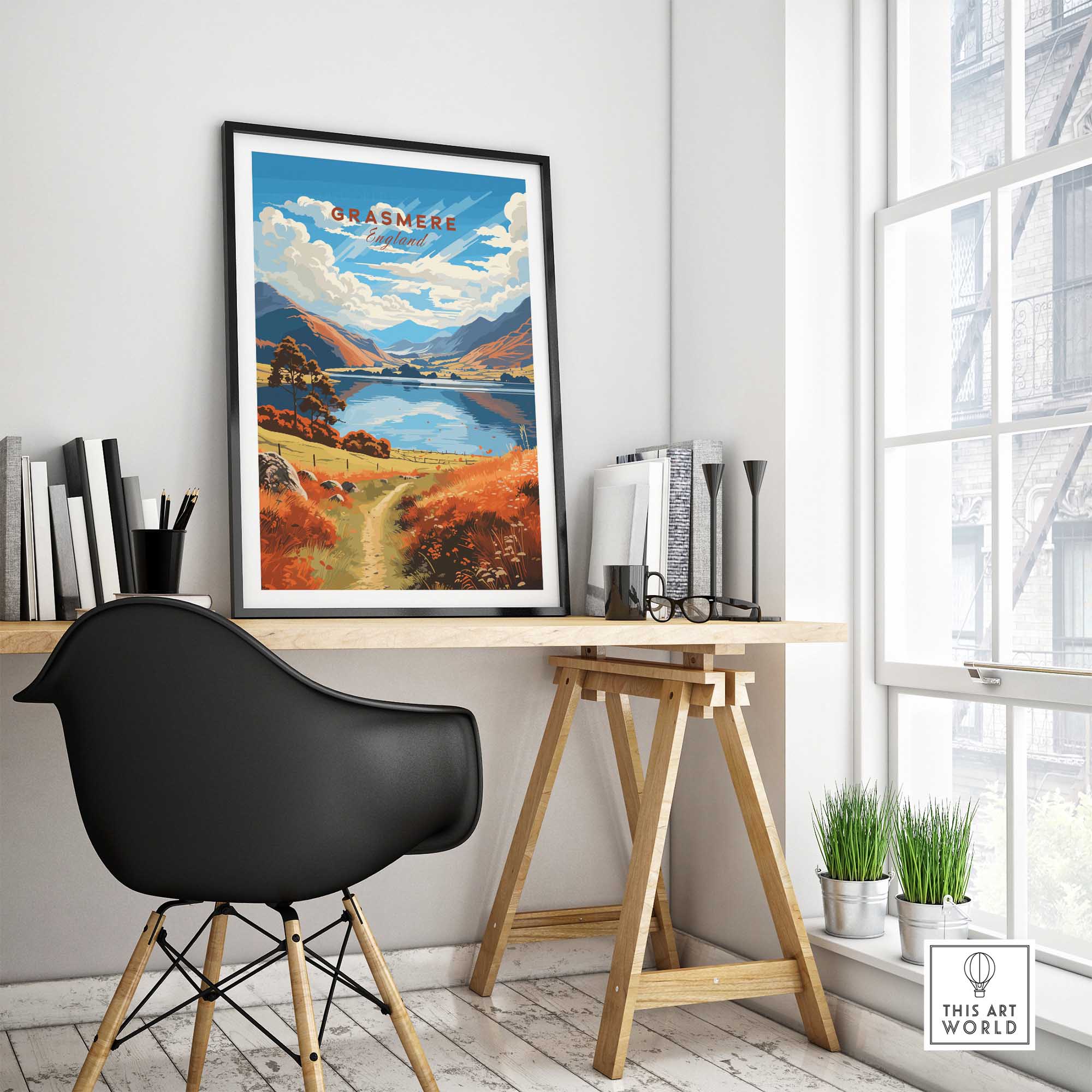 Grasmere Lake District Travel Poster-This Art World