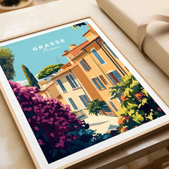 Grasse France Wall Art beautifully framed, showcasing vibrant landscapes and charming architecture of Grasse, France.