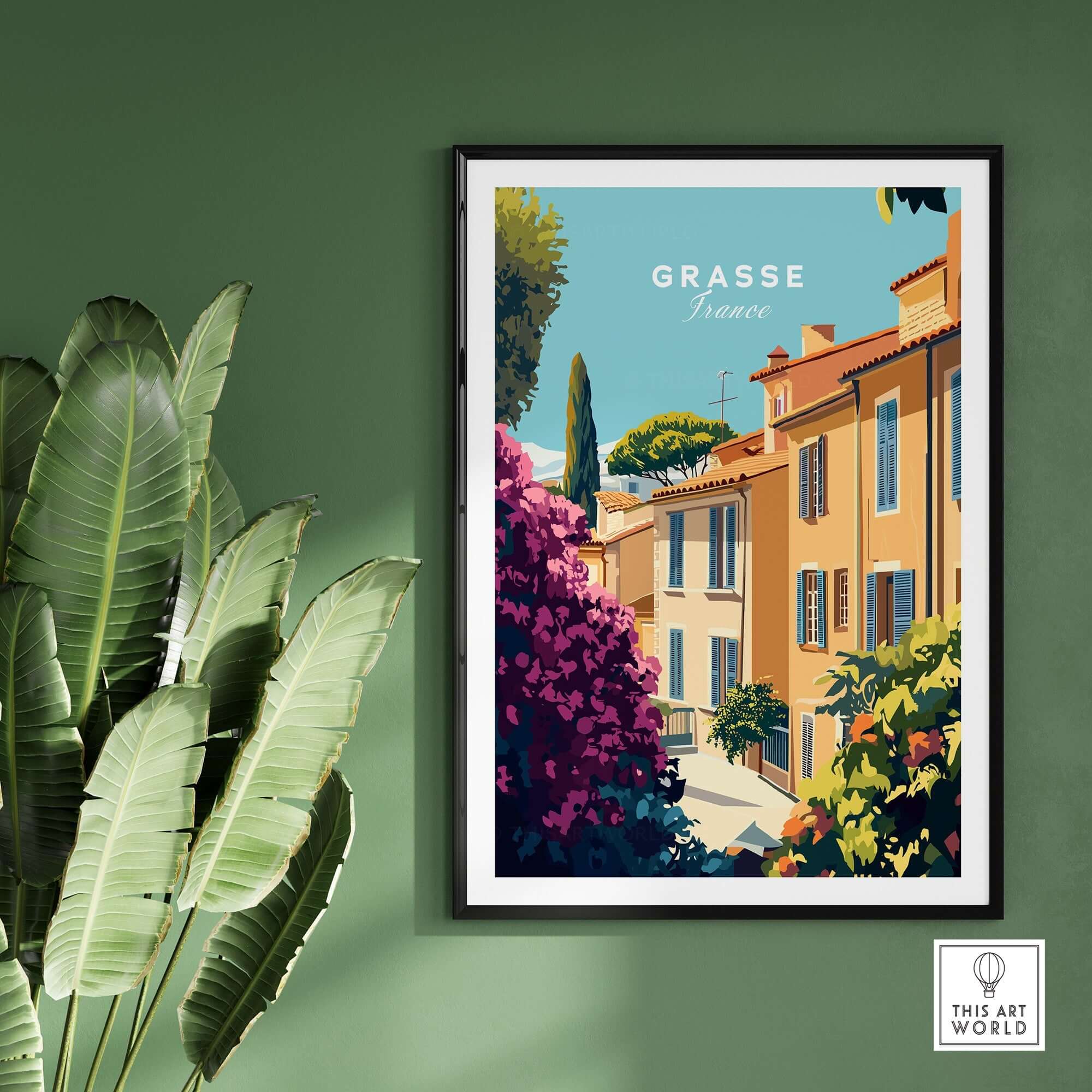 Grasse France Wall Art featuring vibrant landscapes and colorful buildings in a picturesque setting.
