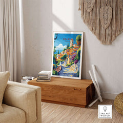 Grasse Travel Print showcasing vibrant colors and intricate details of the picturesque destination Grasse.