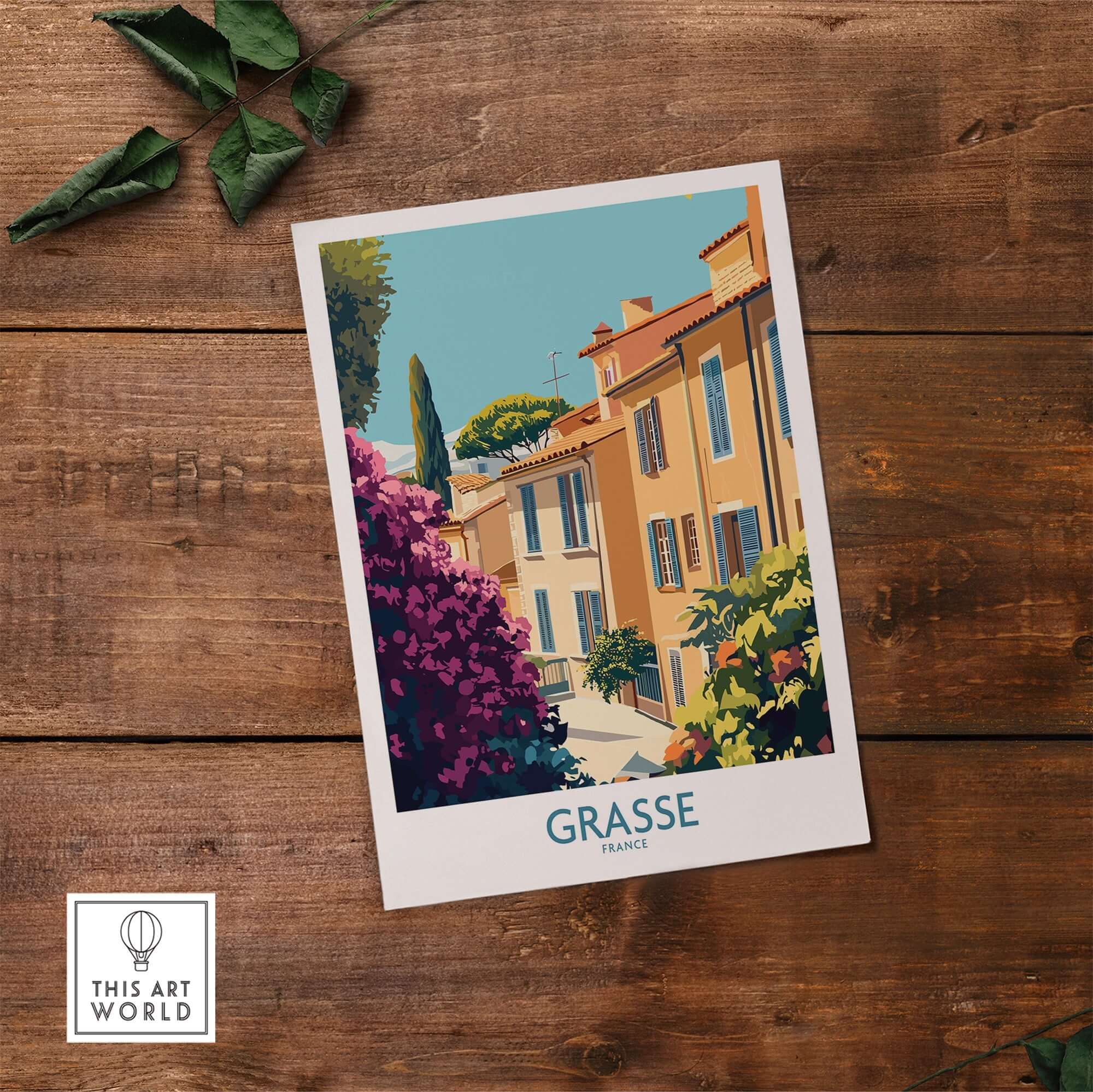 Grasse Wall Art Print France showcasing charming streets and vibrant architecture of Grasse, France.