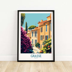 Grasse Wall Art Print France showcasing charming architecture and vibrant flowers in Grasse, France.