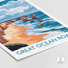 Great Ocean Road Travel Poster showcasing Australia's stunning coastal scenery and breathtaking landscapes.