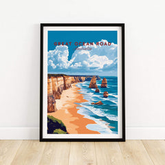 Great Ocean Road Travel Print showcasing the iconic coastal beauty of Australia's Great Ocean Road