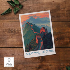 Great Wall of China Panorama Wall Art - Asian Landmark Decor Print showcasing a vibrant landscape with the Great Wall.