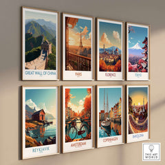 The Great Wall of China Historic Landmark Print - Ancient Wonder Wall Art displayed among global city prints.