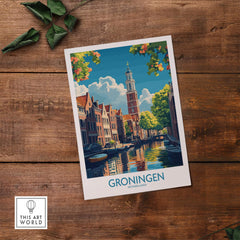 Groningen Poster Netherlands showcasing scenic canals and charming architecture, perfect for home decor.