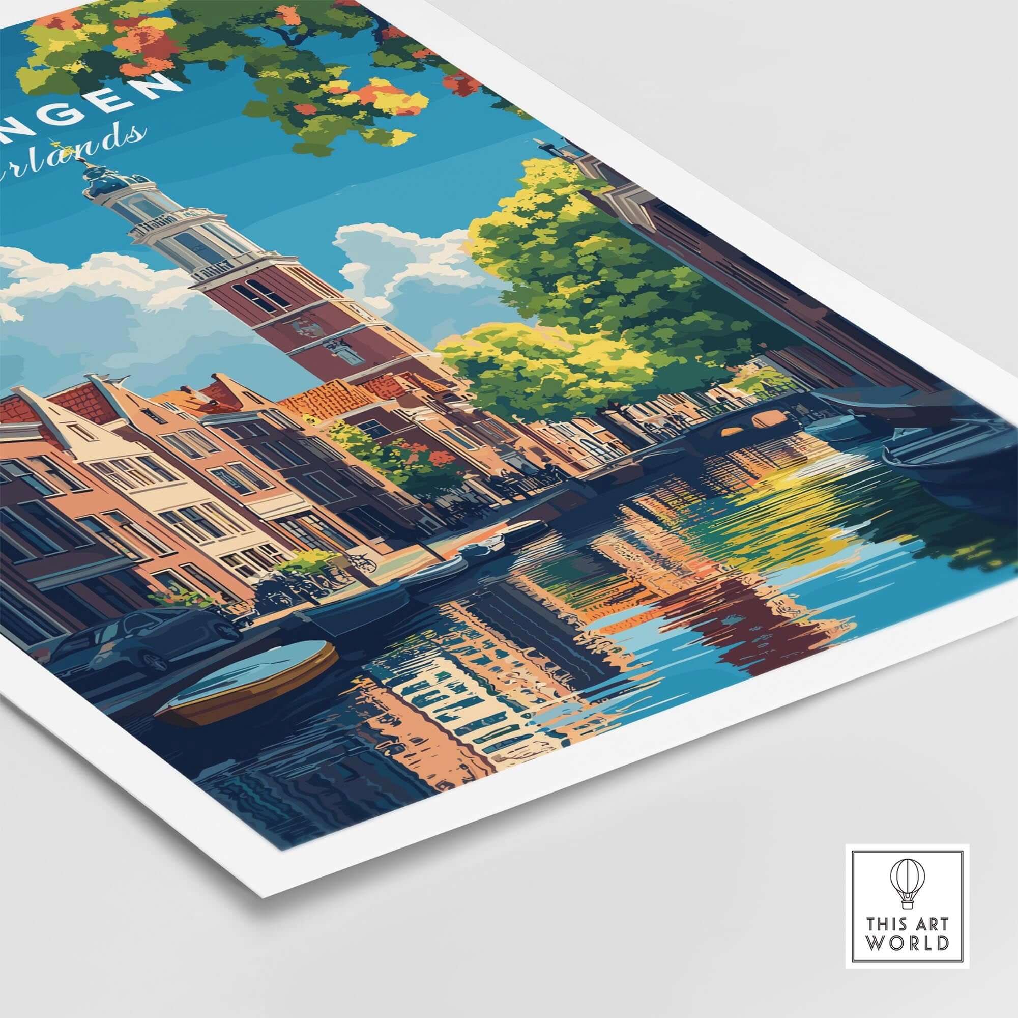 Groningen Print Netherlands showcasing traditional Dutch architecture and picturesque canals.