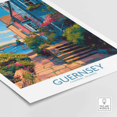 Guernsey Poster - Channel Islands Art Print | Harbour View featuring vibrant coastal scenery and charming harbor details.