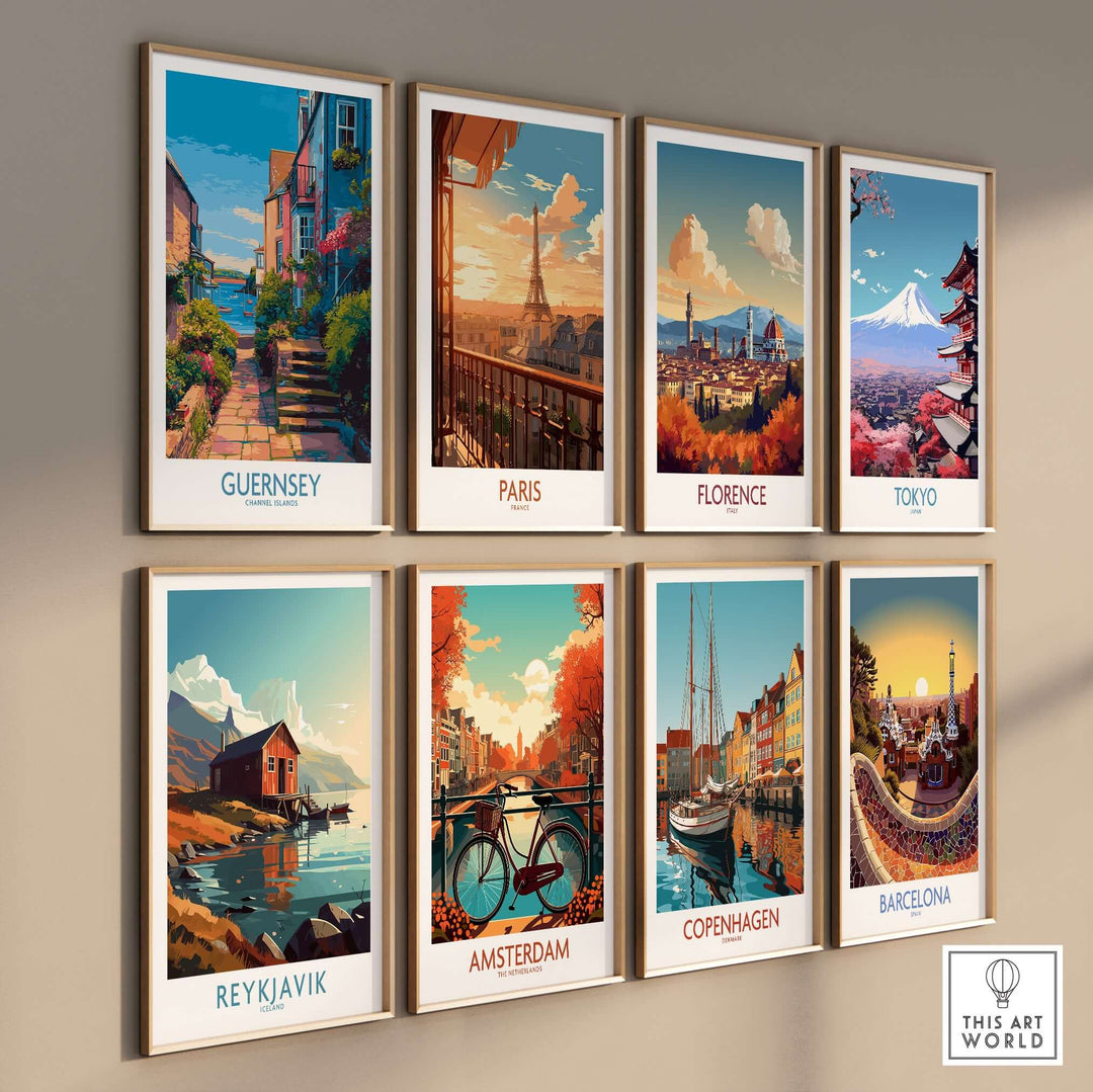 Guernsey Poster - Channel Islands Art Print | Harbour View showcased among various city art prints.