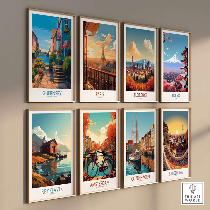 Guernsey Poster - Channel Islands Art Print | Harbour View showcased among various city art prints.