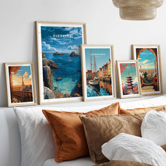 Guernsey Print | Channel Islands Wall Decor showcased in a stylish arrangement of coastal art prints.