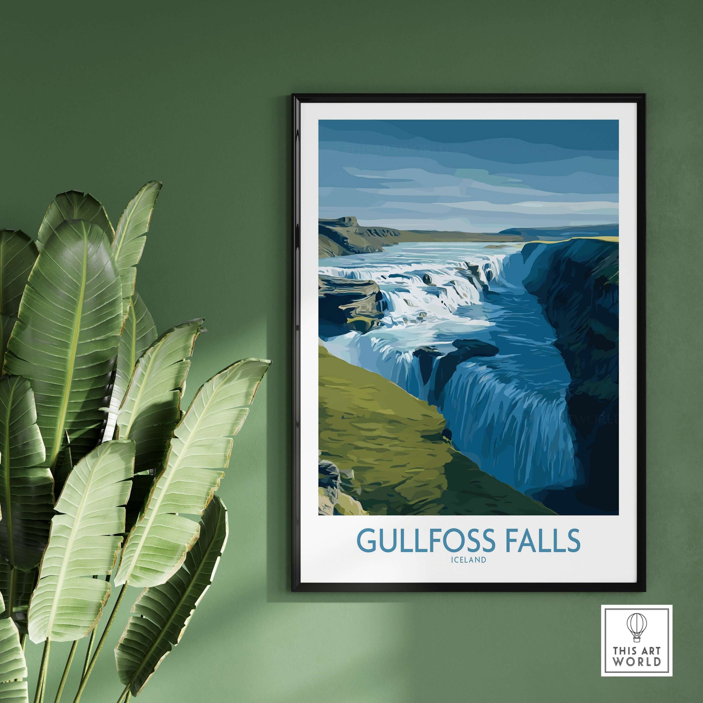 Gullfoss Falls Iceland Art Print | Majestic Waterfall Poster showcasing the iconic Gullfoss Falls in stunning detail.