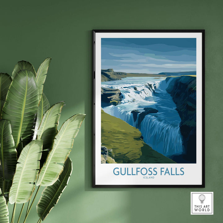 Gullfoss Falls Iceland Art Print | Majestic Waterfall Poster showcasing the stunning beauty of Gullfoss Falls.