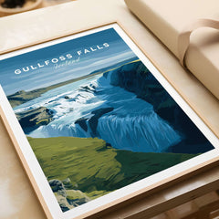 Gullfoss Falls Iceland Print | Icelandic Nature Wall Art showcasing Iceland's majestic waterfall in elegant framing.