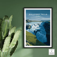 Gullfoss Falls Iceland Print | Icelandic Nature Wall Art showcasing a stunning waterfall and landscape in Iceland.