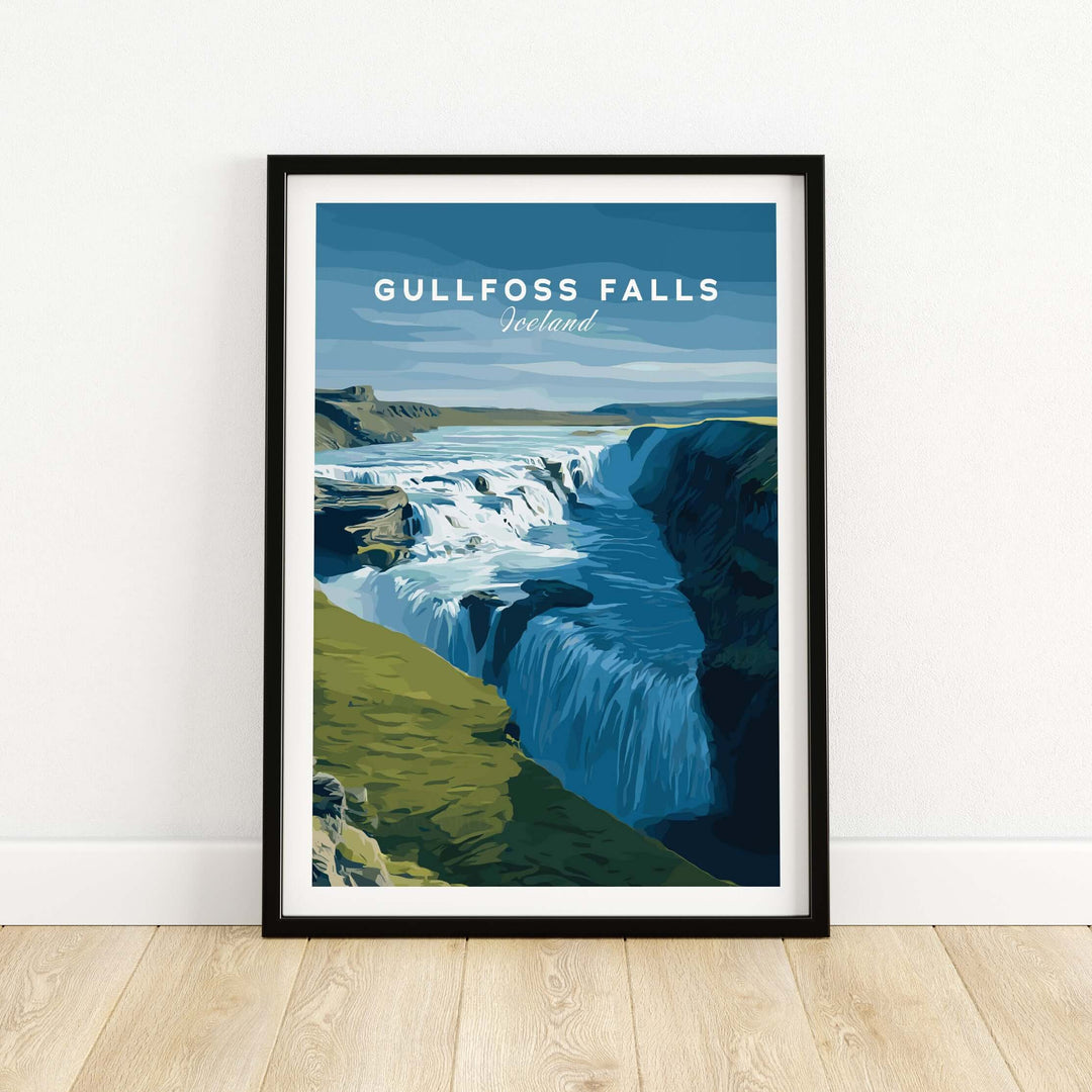Gullfoss Falls Iceland Print | Icelandic Nature Wall Art showcasing the iconic Gullfoss waterfall in Iceland.