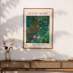 Gustav Klimt Art Print - Farm Garden with Sunflowers 1907 - Art Nouveau Landscape Poster Wall Decor in a stylish room