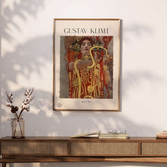 Gustav Klimt Art Print - Hygieia 1907 - Golden Phase Wall Art displayed in a stylish home interior.