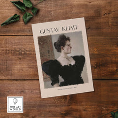Gustav Klimt Art Print - Portrait of a Lady in Black 1894 depicting an elegant woman in profile.
