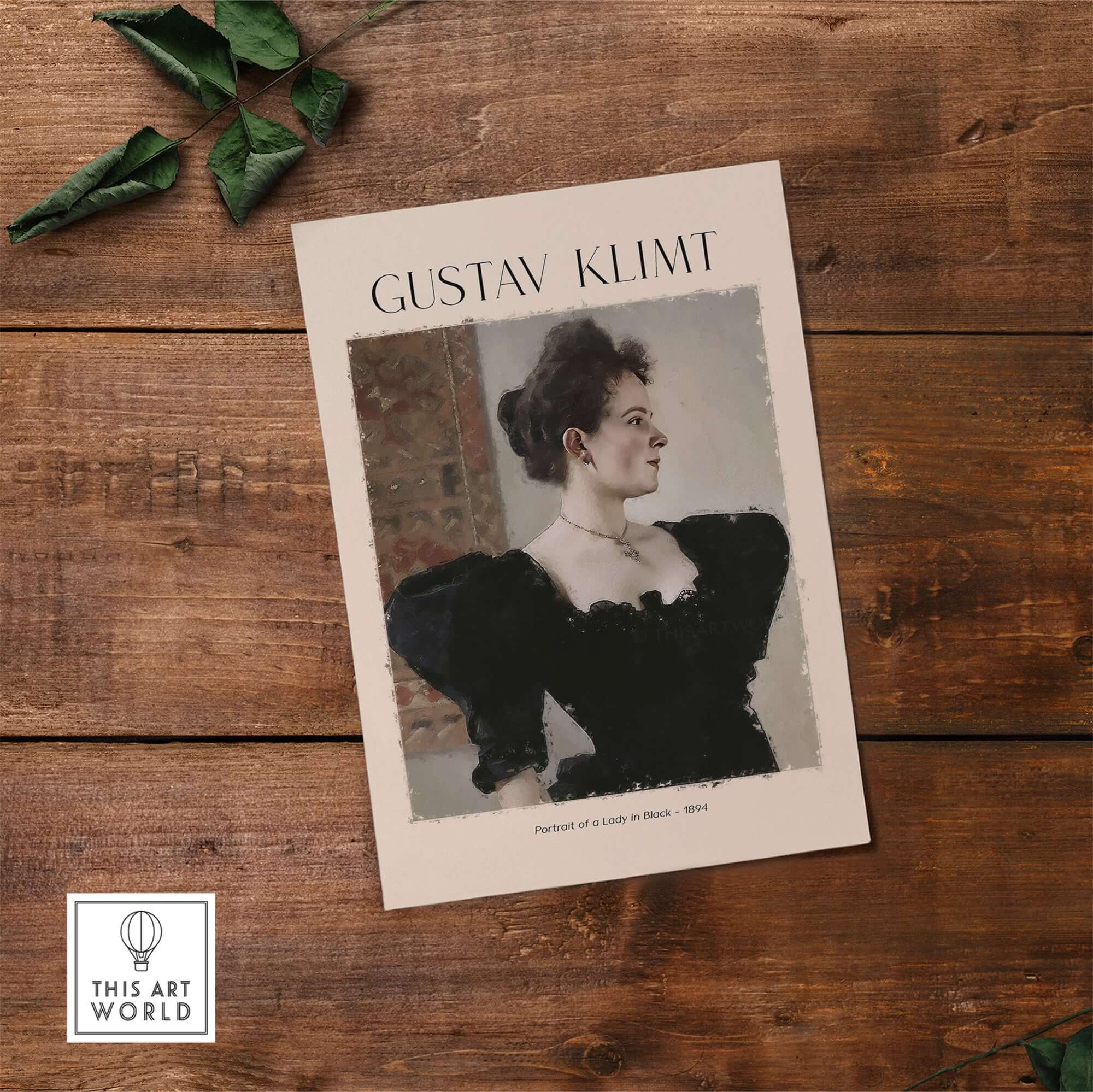 Gustav Klimt Art Print - Portrait of a Lady in Black 1894 depicting an elegant woman in profile.