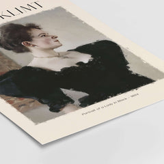 Gustav Klimt Art Print -  Portrait of a Lady in Black 1894 elegant profile of a woman in black attire.