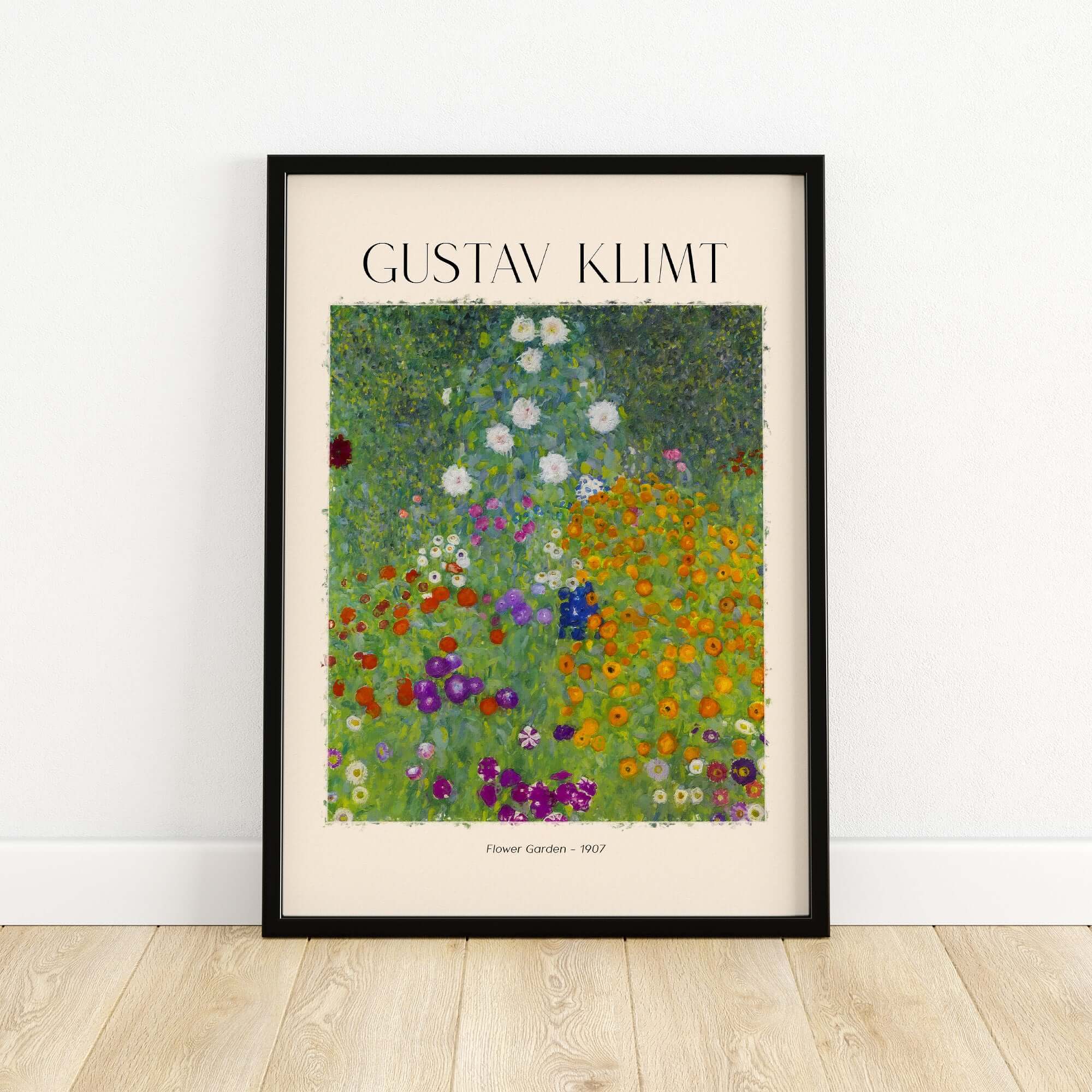 Gustav Klimt Art Print - Flower Garden Poster 1907 featuring vibrant flowers in a decorative landscape.
