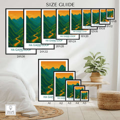 Vietnam Ha Giang Loop Poster Sunset Mountain Pass Print Travel Landscape Wall Art Size Guide Display