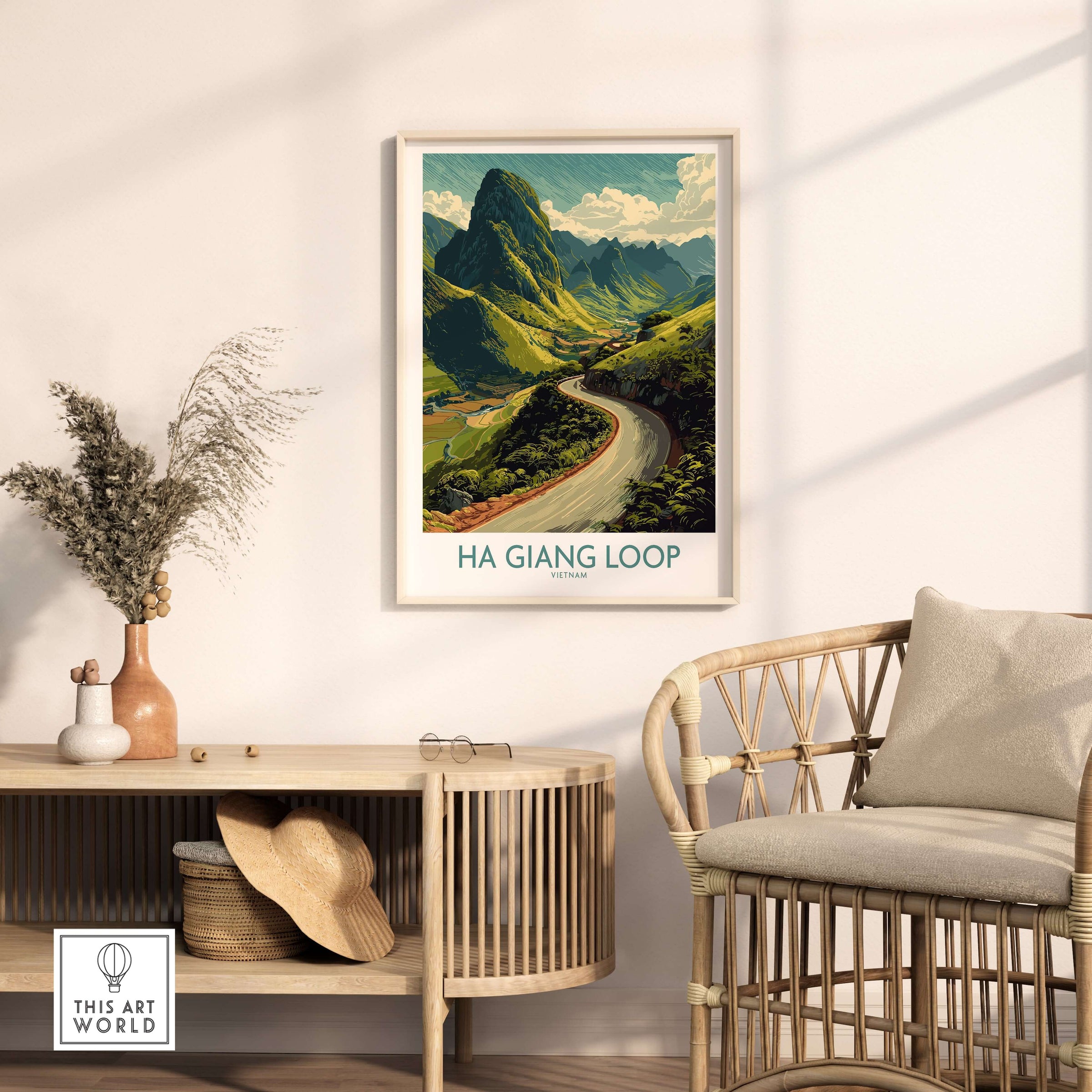 Vietnam Ha Giang Loop Curve Poster Mountain Peak Print Travel Landscape Wall Art Road