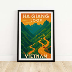 Ha Giang Loop Vietnam Poster Winding Road Sunset Print Travel Landscape Wall Art Decor.
