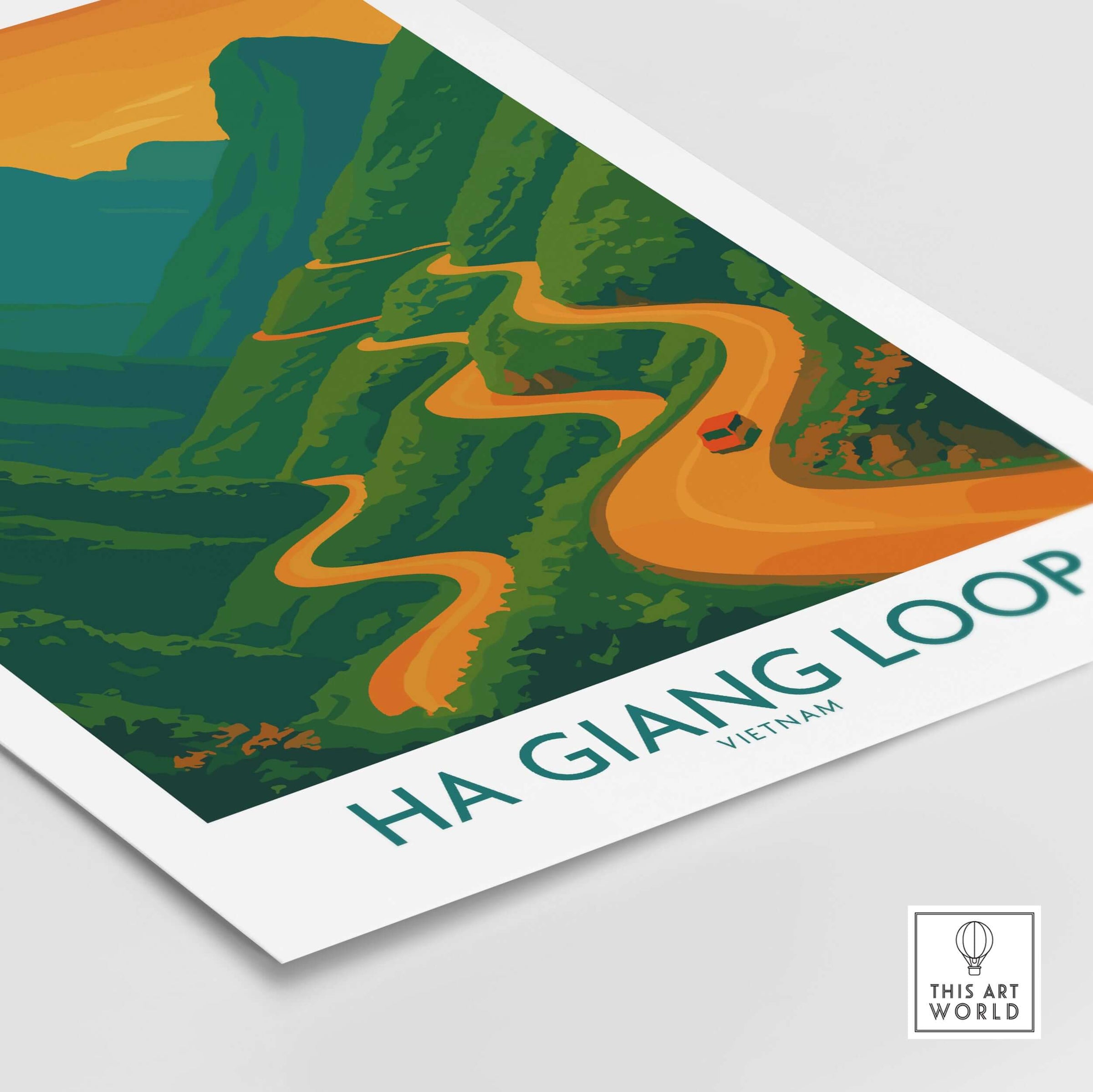 Vietnam Ha Giang Loop Poster Sunset Mountain Pass Print Travel Landscape Wall Art