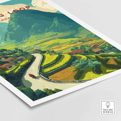 Ha Giang Loop Vietnam Travel Poster Rice Terraces Print Motorbike Landscape Art