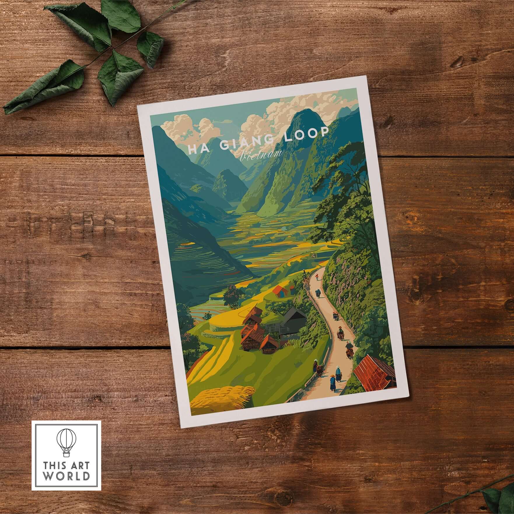 Ha Giang Loop Vietnam Valley Village Travel Print Motorbikes Poster Mountain Scenery