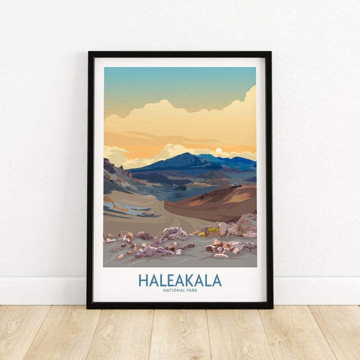 Haleakalā National Park print showcasing vibrant sunset over a volcanic landscape, perfect for wall decor.