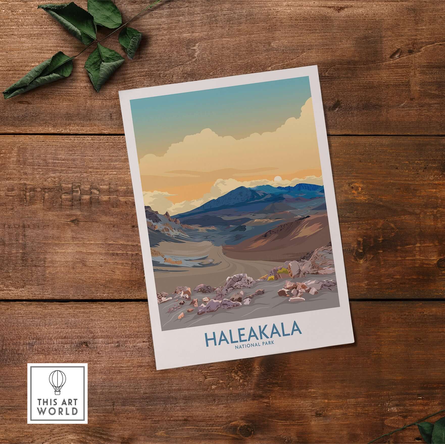 Haleakalā National Park Print, Hawaiian Volcano Poster, Sunset Wall Decor featuring a stunning landscape.