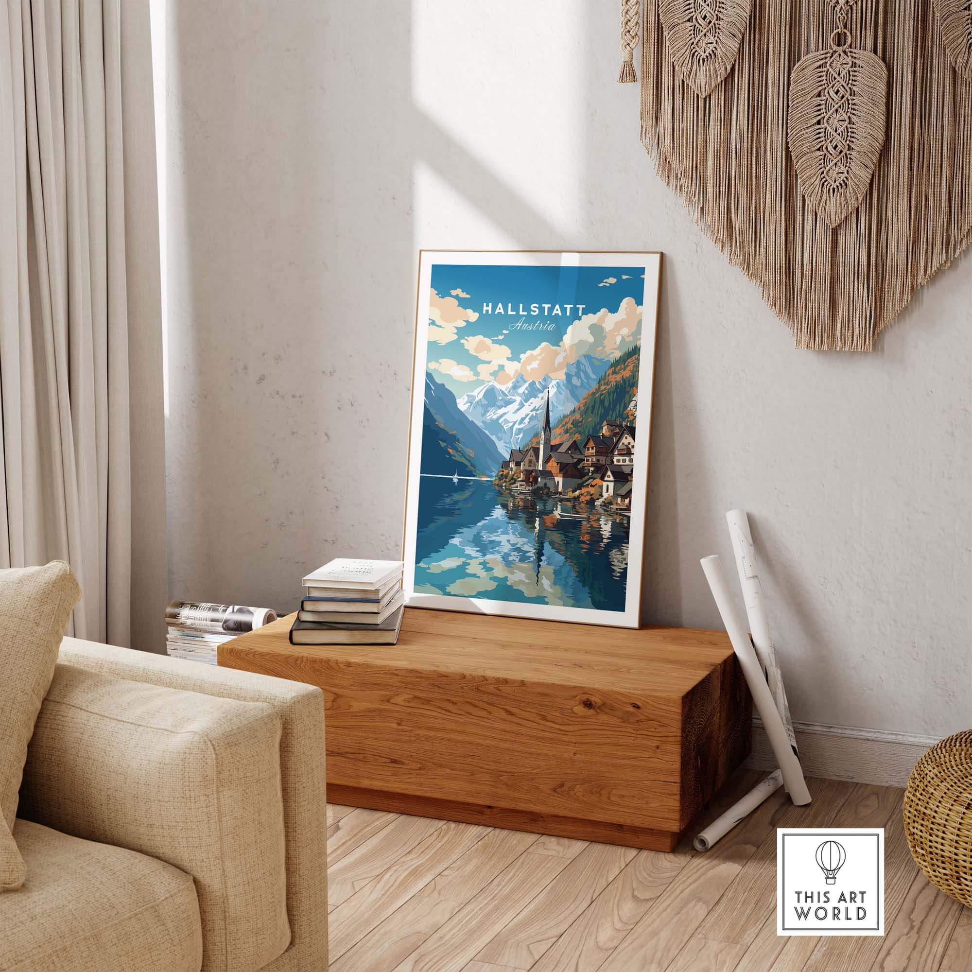 Hallstatt Print Austria part of our best collection or travel posters and prints - This Art World