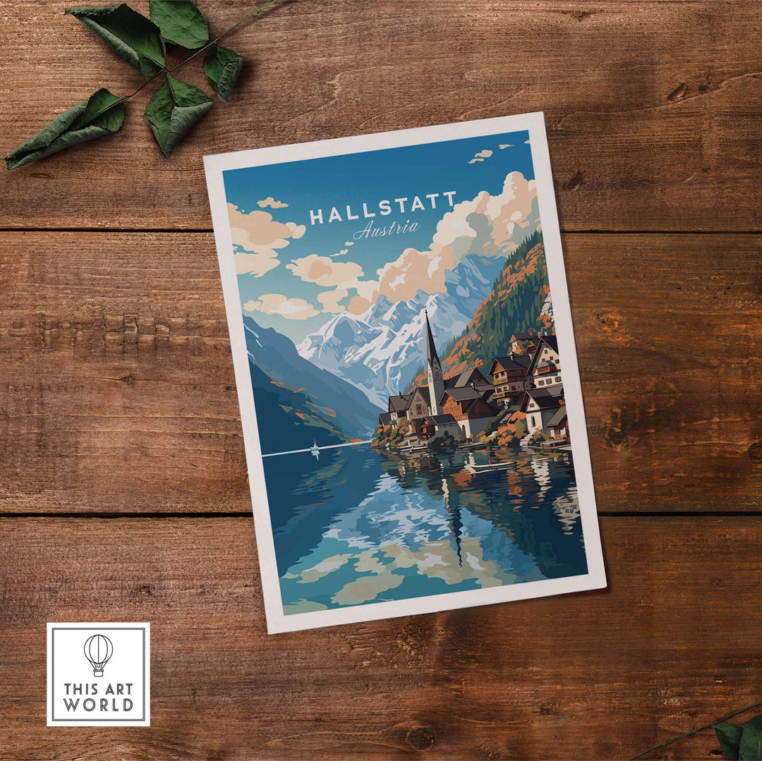 Hallstatt Print Austria part of our best collection or travel posters and prints - This Art World