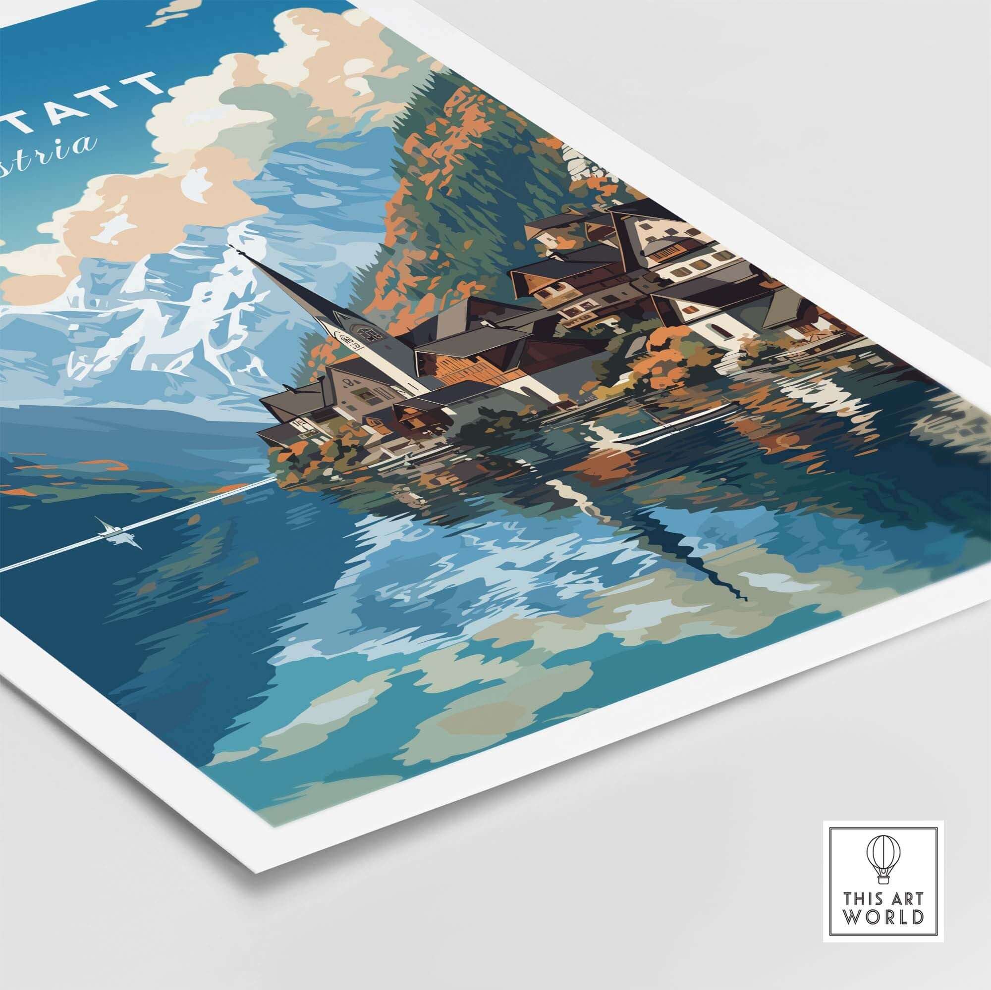 Hallstatt Print Austria part of our best collection or travel posters and prints - This Art World