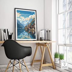 Hallstatt Print Austria part of our best collection or travel posters and prints - This Art World