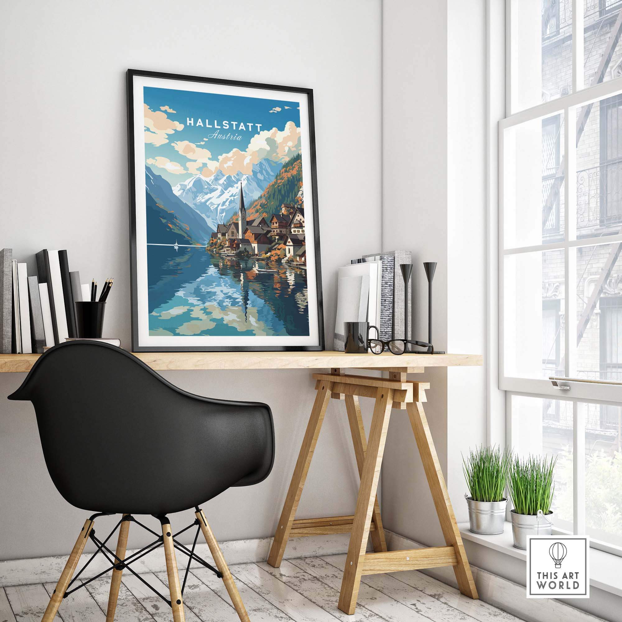 Hallstatt Print Austria part of our best collection or travel posters and prints - This Art World