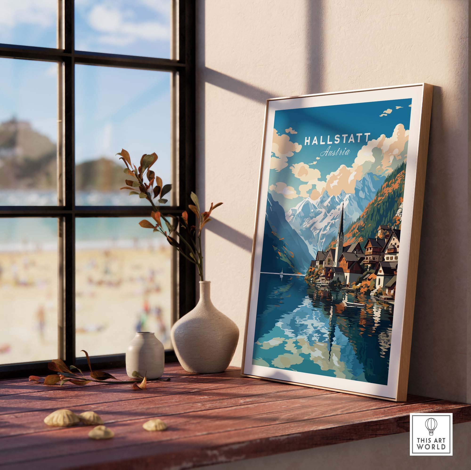 Hallstatt Print Austria part of our best collection or travel posters and prints - This Art World