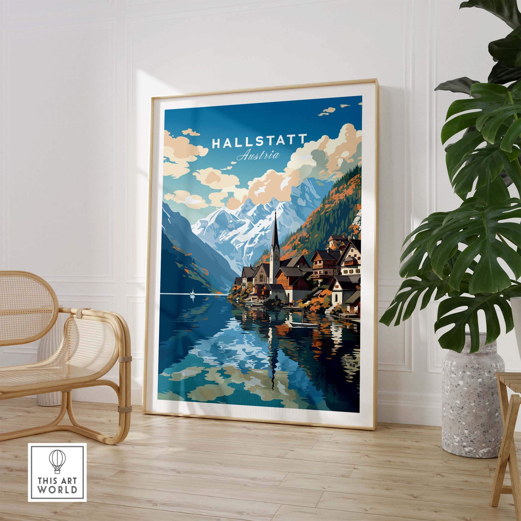 Hallstatt Print Austria part of our best collection or travel posters and prints - This Art World
