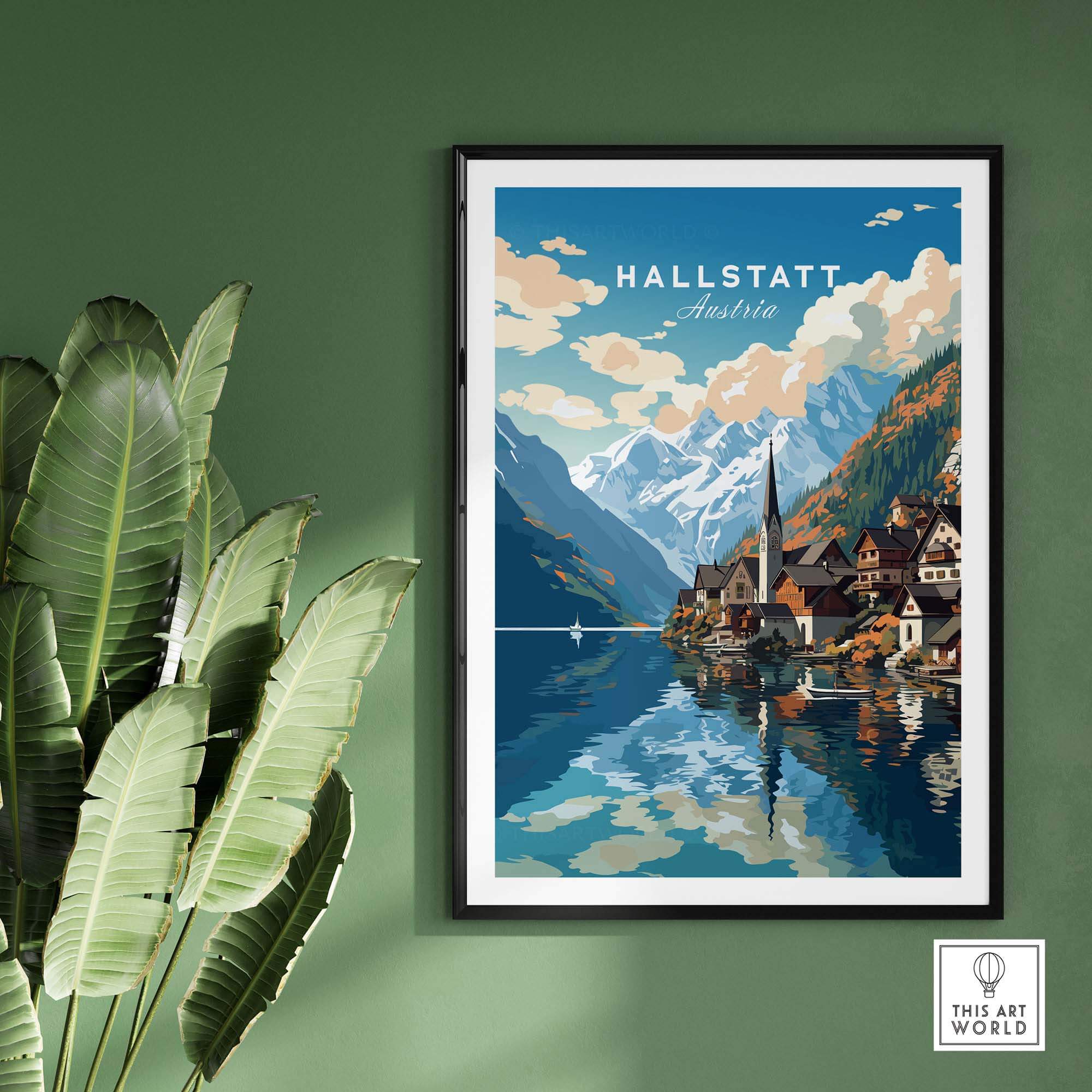 Hallstatt Print Austria part of our best collection or travel posters and prints - This Art World
