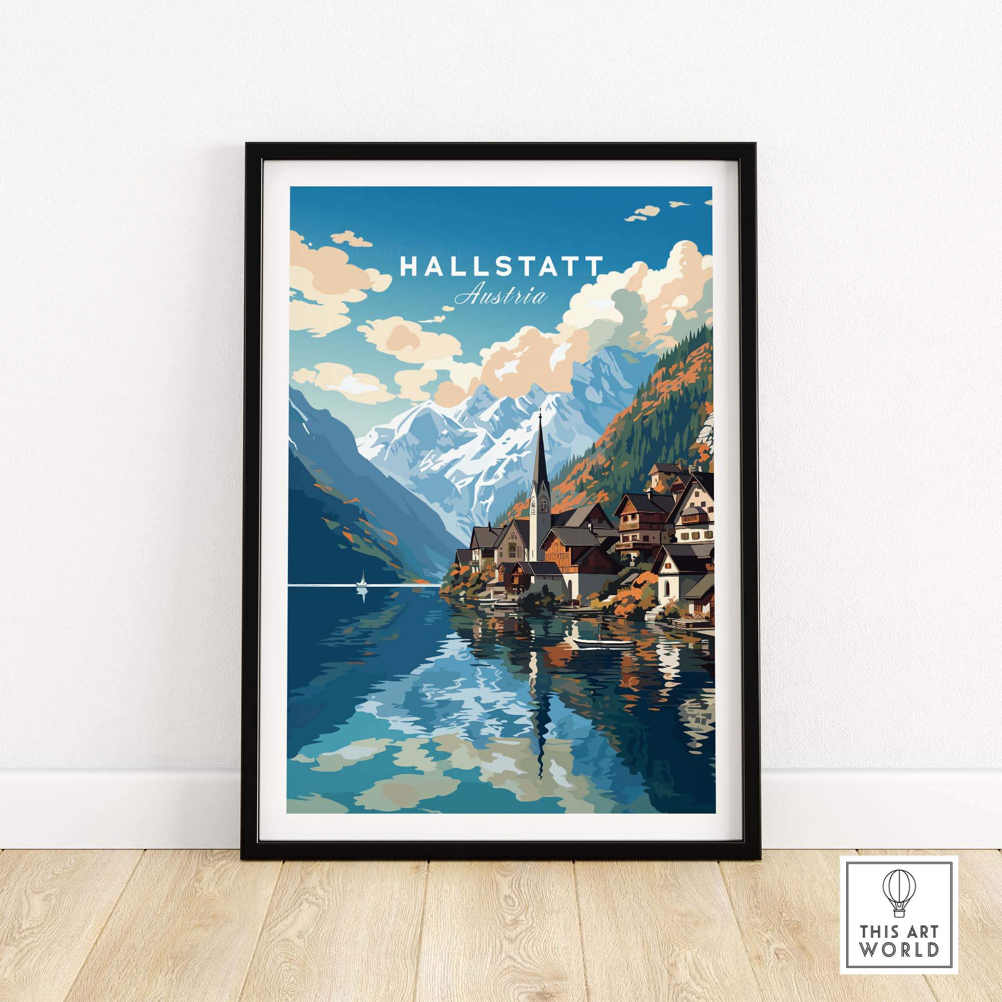 Hallstatt Print Austria part of our best collection or travel posters and prints - This Art World