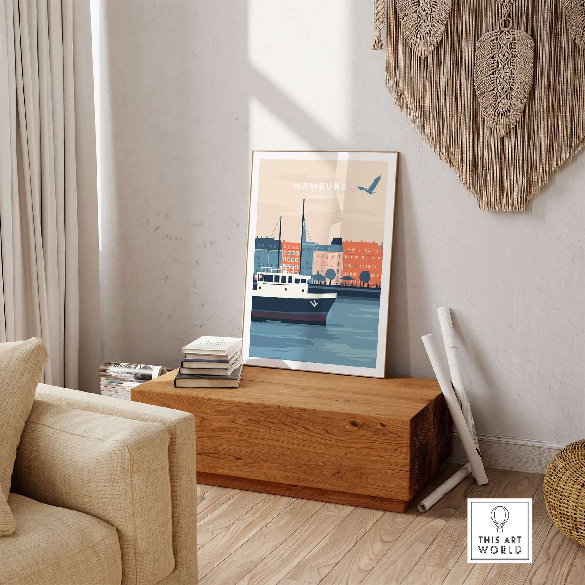 Hamburg Wall Art showcasing a picturesque view of Hamburg's waterfront and architecture, perfect for home décor.