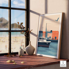 Hamburg Wall Art featuring a scenic view of the city with a ship, perfect for home décor inspiration.