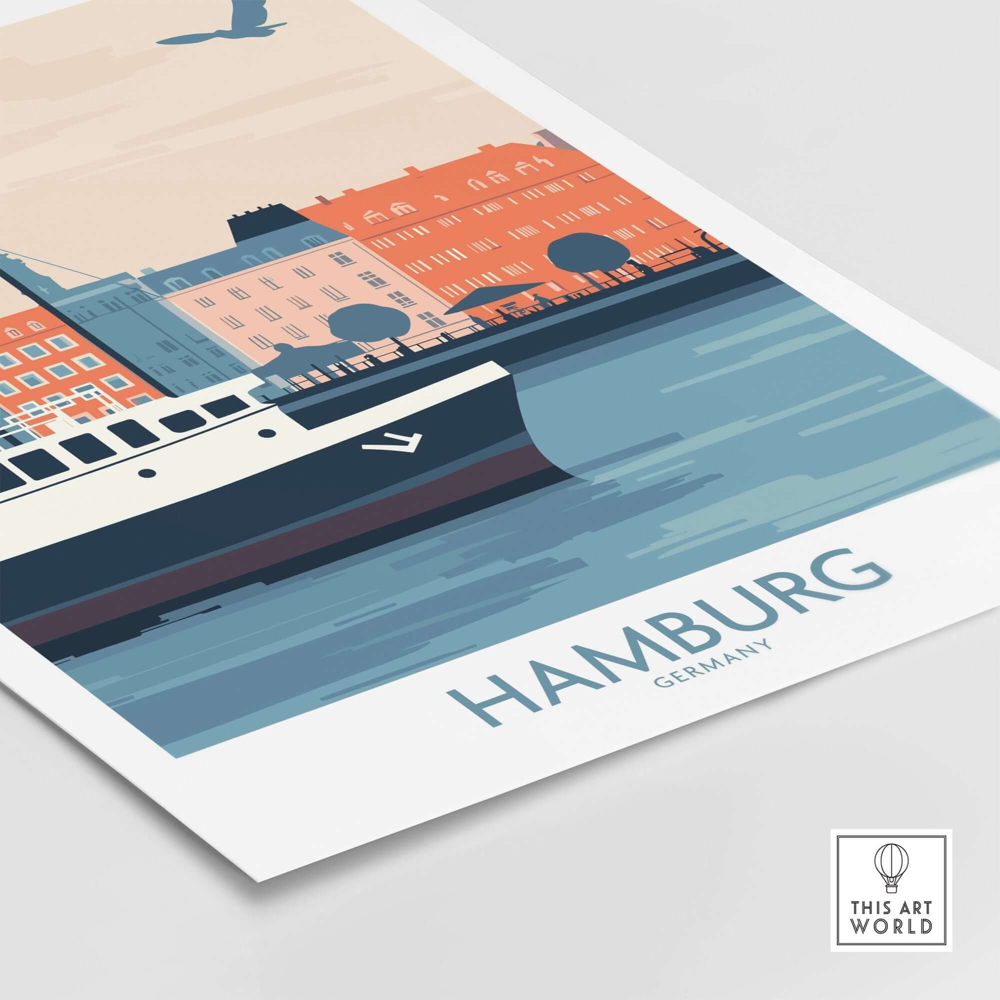 Hamburg Wall Art Print showcasing the scenic waterfront and architecture of Hamburg, Germany.